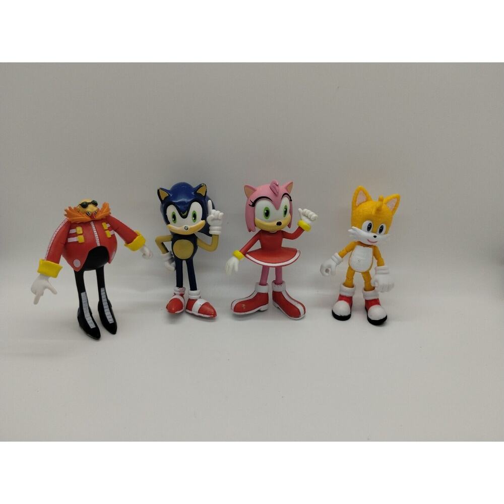 Sonic The Hedgehog 3.5" Figurines Lot - Eggman - Amy Rose Tails - Some Damage